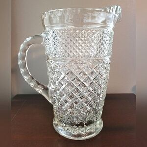 Anchor Hocking Wexford 64 Oz Pitcher Vintage 9.5" Clear Diamond Retro Glassware